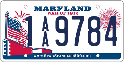 MD license plate 1AA9784