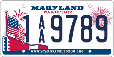 MD license plate 1AA9789