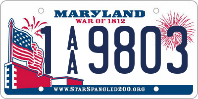 MD license plate 1AA9803