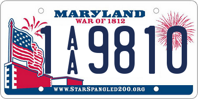 MD license plate 1AA9810