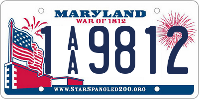 MD license plate 1AA9812