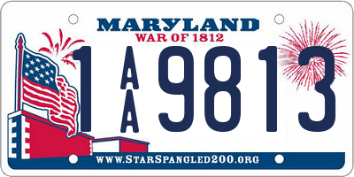 MD license plate 1AA9813