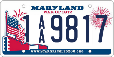 MD license plate 1AA9817