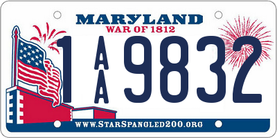 MD license plate 1AA9832