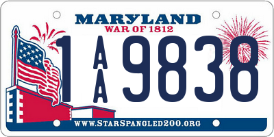 MD license plate 1AA9838