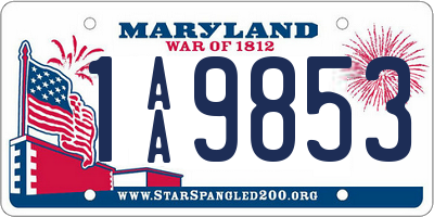 MD license plate 1AA9853