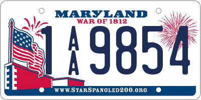 MD license plate 1AA9854