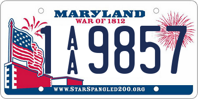 MD license plate 1AA9857