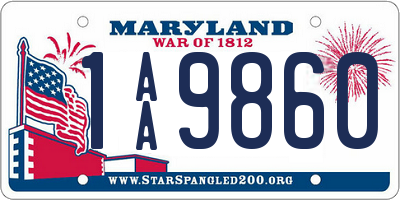 MD license plate 1AA9860