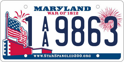 MD license plate 1AA9863