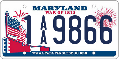 MD license plate 1AA9866