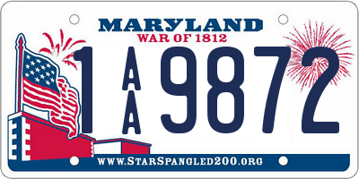 MD license plate 1AA9872