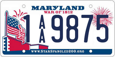 MD license plate 1AA9875