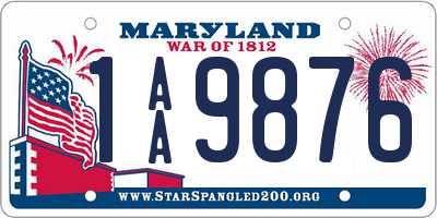 MD license plate 1AA9876