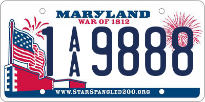 MD license plate 1AA9888