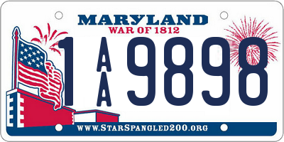 MD license plate 1AA9898