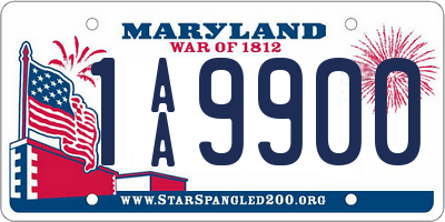 MD license plate 1AA9900