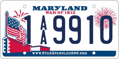 MD license plate 1AA9910