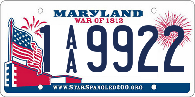 MD license plate 1AA9922