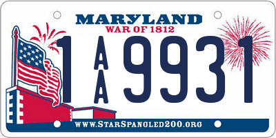 MD license plate 1AA9931