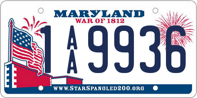 MD license plate 1AA9936