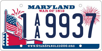 MD license plate 1AA9937