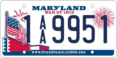 MD license plate 1AA9951