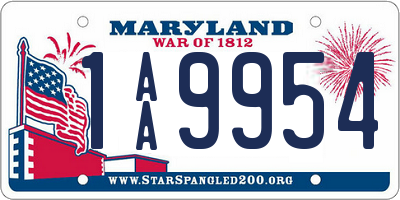 MD license plate 1AA9954