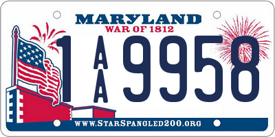MD license plate 1AA9958