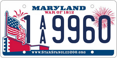 MD license plate 1AA9960