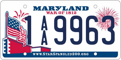 MD license plate 1AA9963