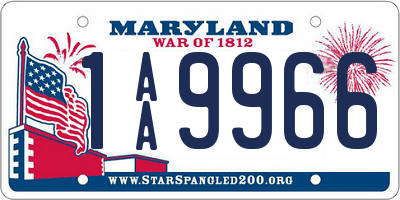 MD license plate 1AA9966