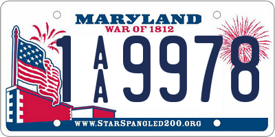 MD license plate 1AA9978