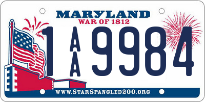 MD license plate 1AA9984