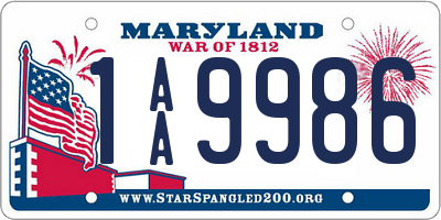 MD license plate 1AA9986