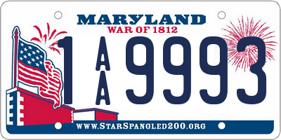 MD license plate 1AA9993