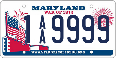 MD license plate 1AA9999