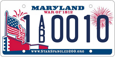 MD license plate 1AB0010