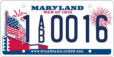 MD license plate 1AB0016