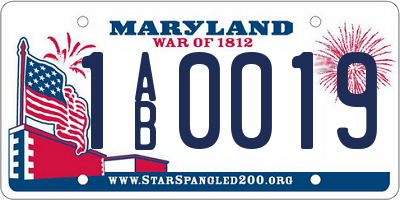 MD license plate 1AB0019
