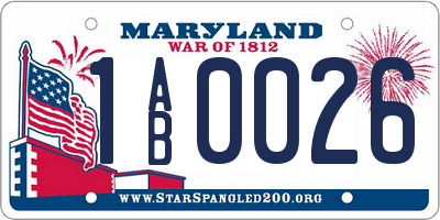 MD license plate 1AB0026
