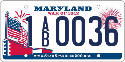 MD license plate 1AB0036