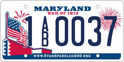 MD license plate 1AB0037