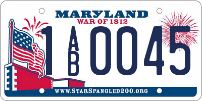 MD license plate 1AB0045