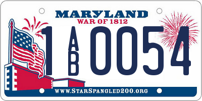 MD license plate 1AB0054