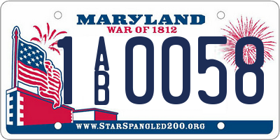 MD license plate 1AB0058