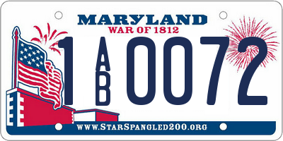 MD license plate 1AB0072