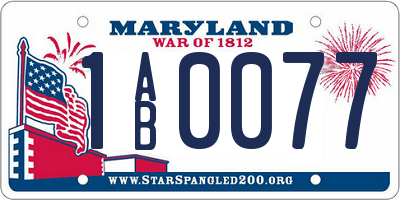MD license plate 1AB0077
