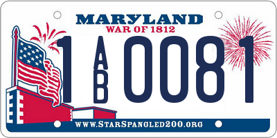 MD license plate 1AB0081