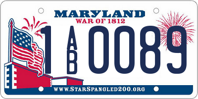 MD license plate 1AB0089